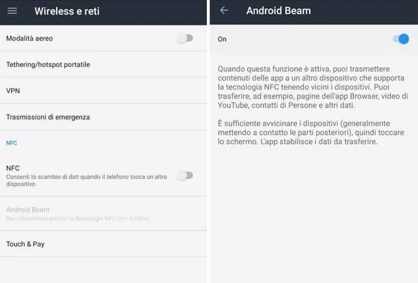 NFC android beam