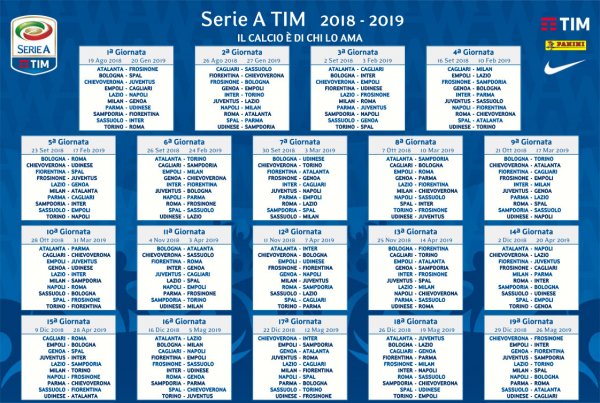 Calendario serie A 2018-2019