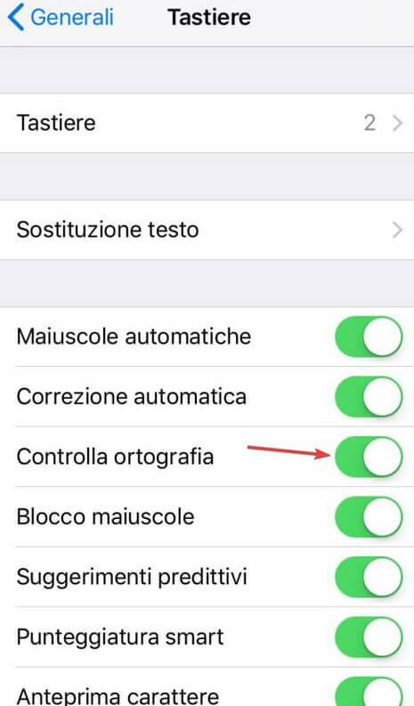 Correzione ortografica iOS