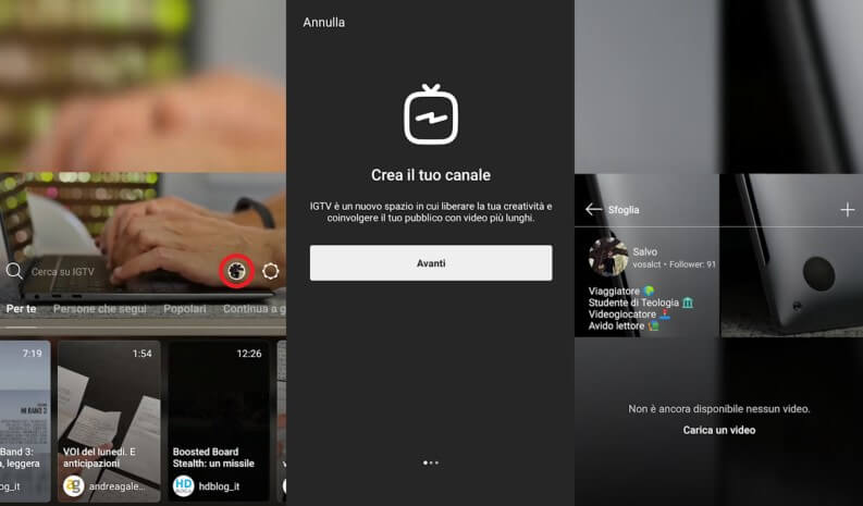 IGTV crea il tuo canale