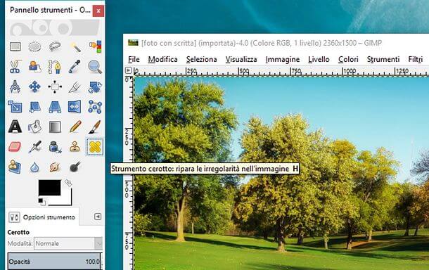 GIMP e rimozione di loghi e scritte da immagini