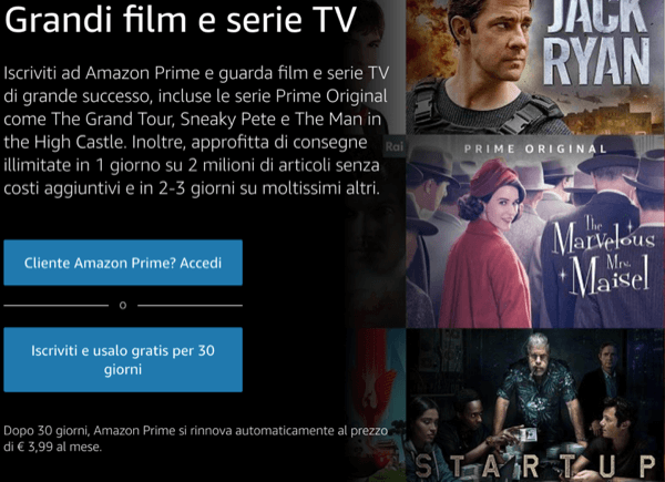 amazon prime video e film disponibili