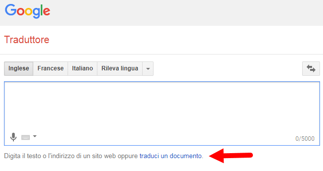 google traduttore traduci un documento