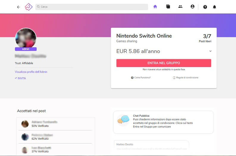 together price e condivisione account nintendo switch online