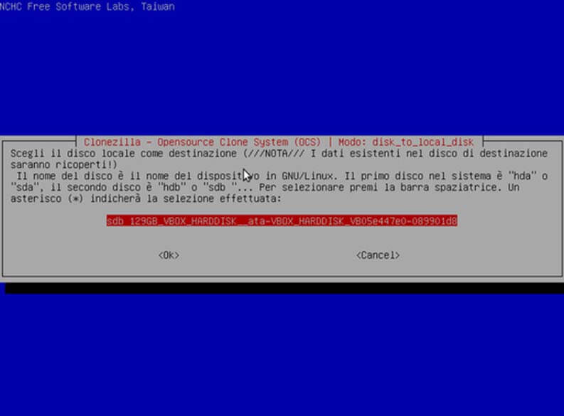 Clonare un hard disk: Clonezilla