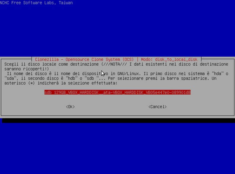 Clonare un hard disk: Clonezilla