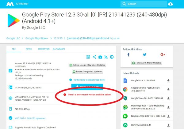 Scaricare ultima versione Apk Play Store