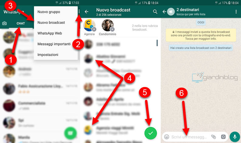 Inviare un messaggio a piu persone su WhatsApp broadcast