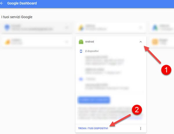 google dashboard trova dispositivi