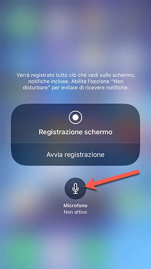 registrazione audio con schermo iphone