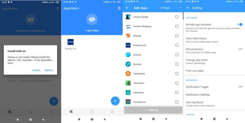 nascondere alcune app su telefono Android