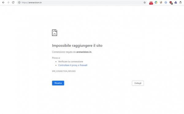 impossibile aprire arenavision