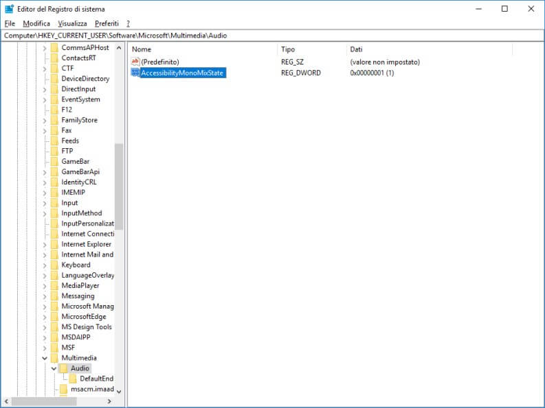 AccessibilityMonoMixState editor del registro sistema