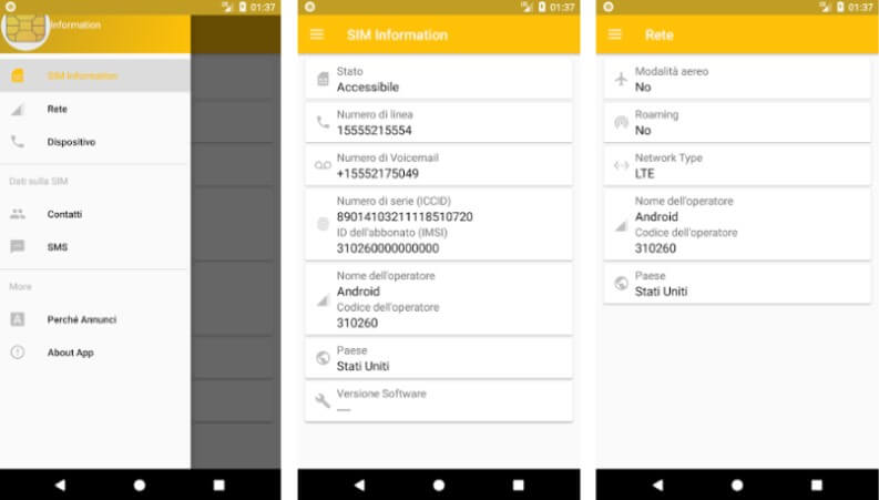 numero seriale sim card info ICCID scheda telefonica