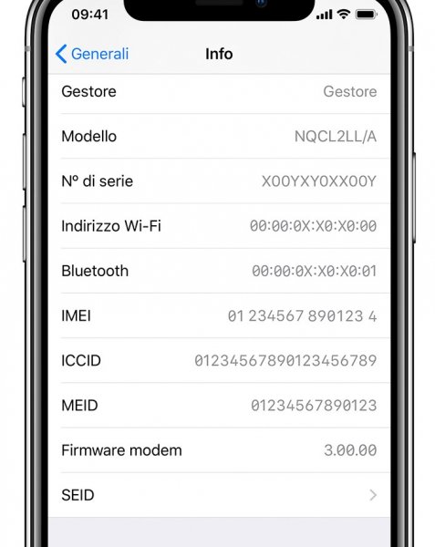 Numero seriale della SIM: iOS