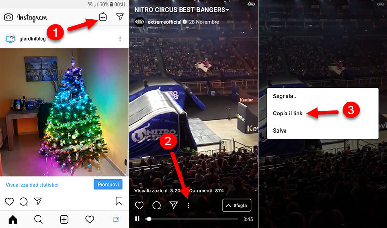 come copiare link instagram tv