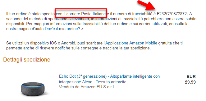 come seguire la spedizione pacco amazon tracking