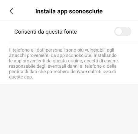 consentire installazione apk