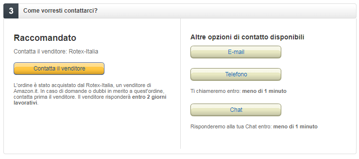 come farsi telefonare o chattare con amazon