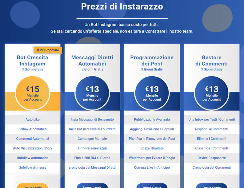 Instarazzo Pricing