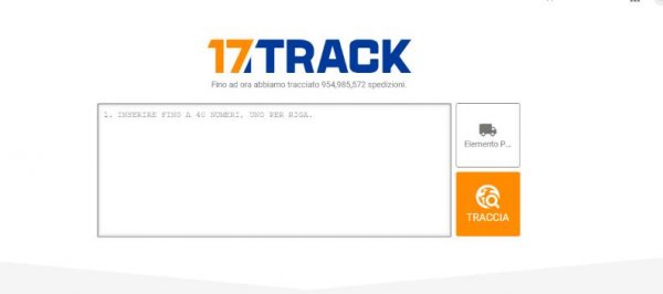 Tracciare pacchi:17track