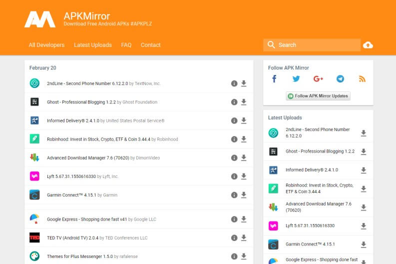 APKMirror per scaricare file apk