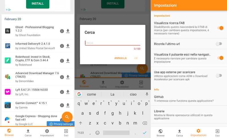 app android per scaricare apk