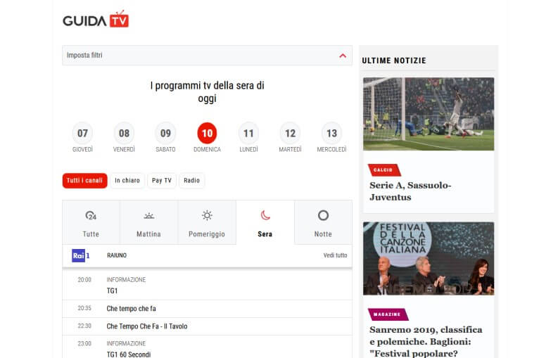 Stasera in TV siti e app per sapere i programmi trasmessi GiardiniBlog