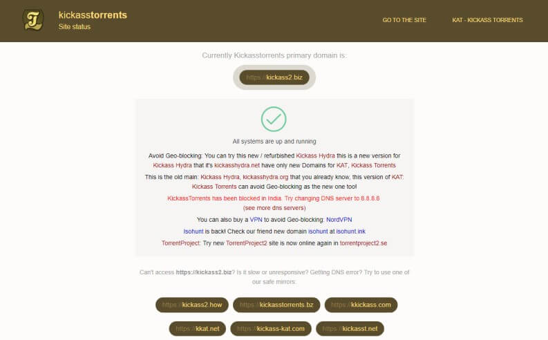 KickAss Torrents: status