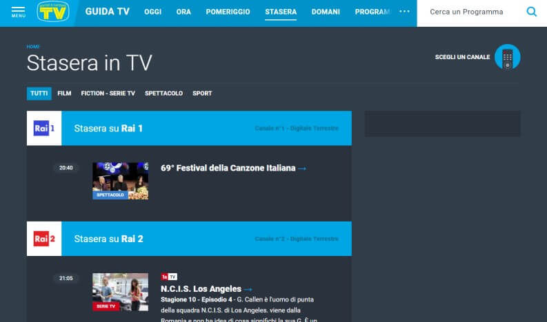 tv sorrisi e canzoni programmi tv