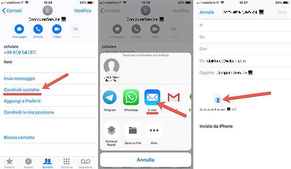 Sincronizzare i vecchi contatti di iPhone con Gmail