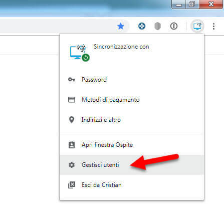 gestisci utenti google chrome