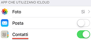 icloud contatti su iphone