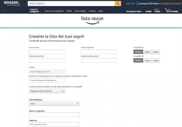 lista nozze online su amazon.it