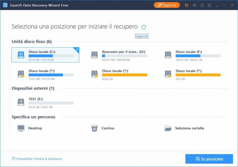 Software gratuito per il recupero dati: EaseUS Data recovery