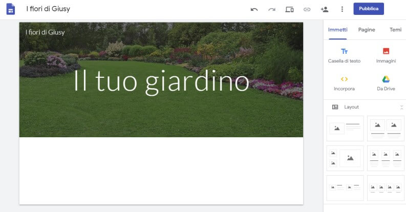 inserimento elementi google sites