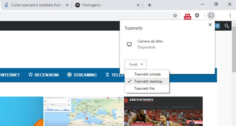 Trasmettere Kodi su Chromecast da desktop
