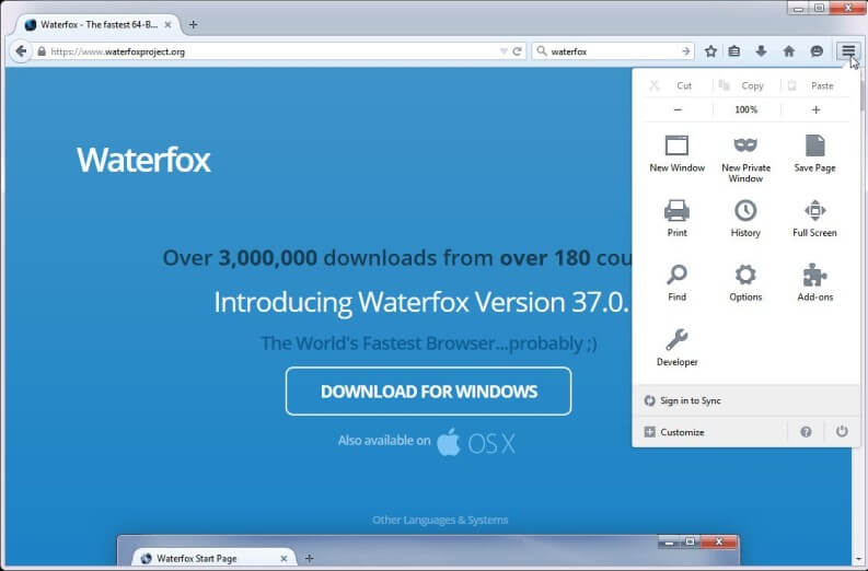 Waterfox download ufficiale