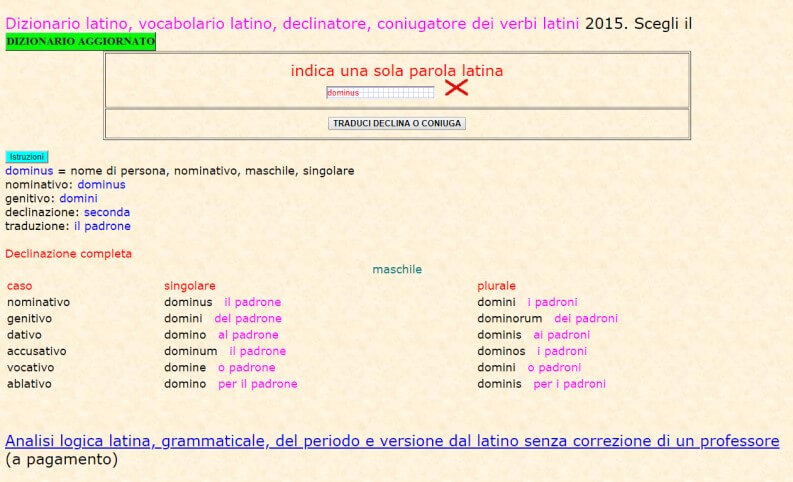 Dizionario latino italiano