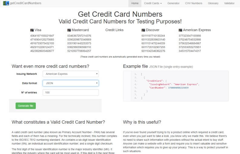 Generatore carte di credito: Get Credit Card Numbers