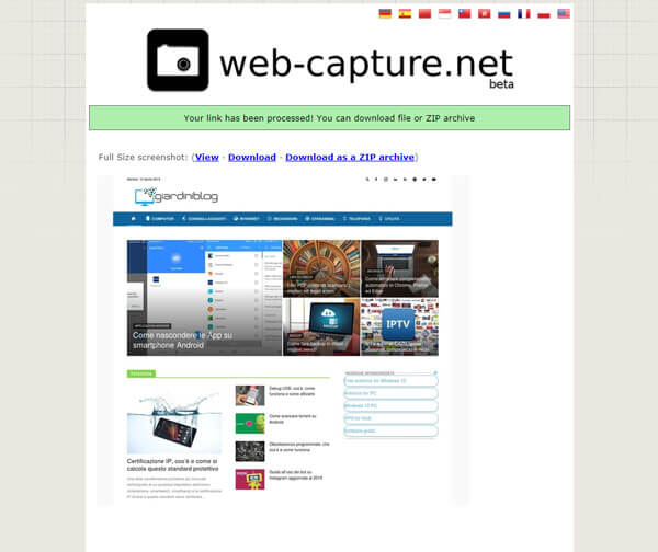 screenshot pagine web