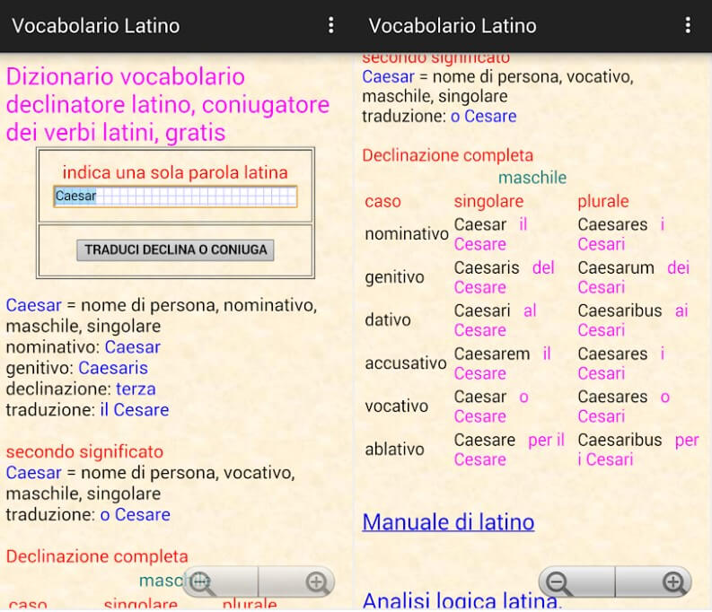 Dizionario latino-italiano; italiano-latino