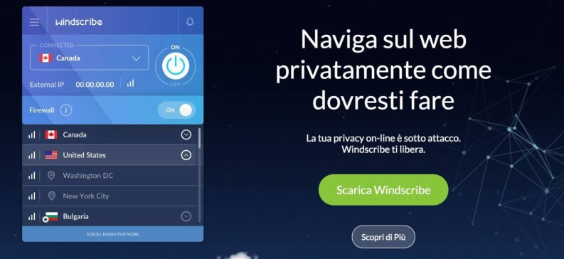 VPN gratis: Windscribe