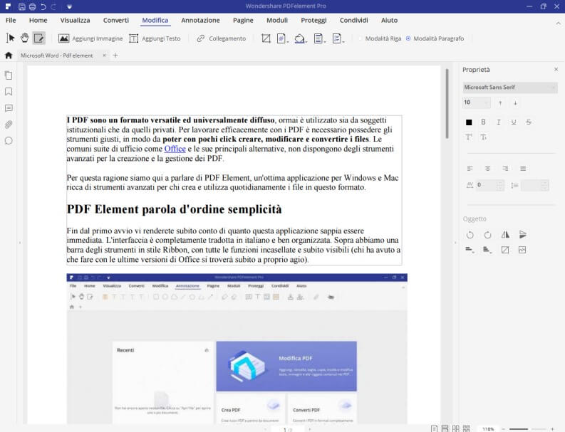 PDF Element la modifica dei documenti