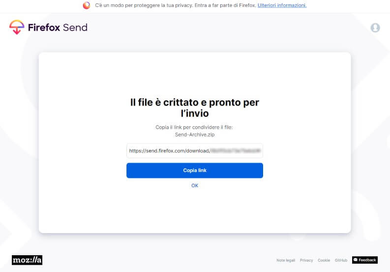 Firefox send: link