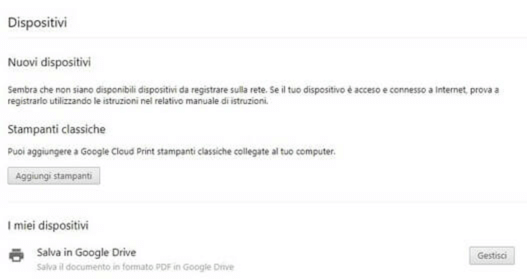 Aggiungi stampante chrome