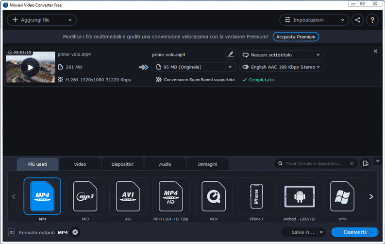 Movavi Video Converter Free conversione
