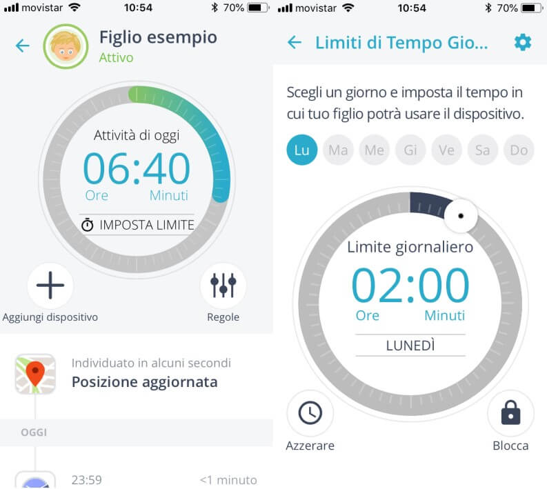 Qustodio limiti su app e tempo di connessione