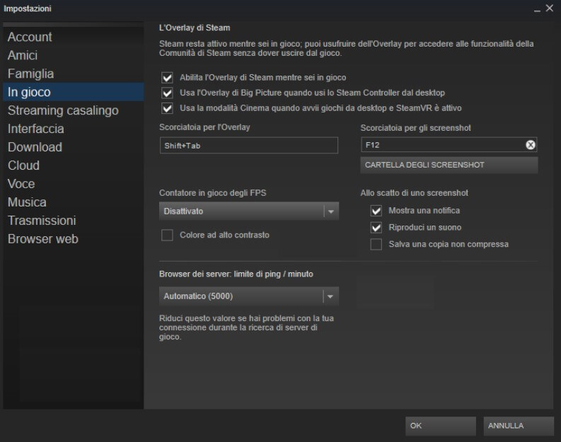 overlay steam per misurare fps