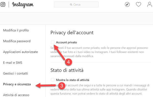 Account privato instagram Web